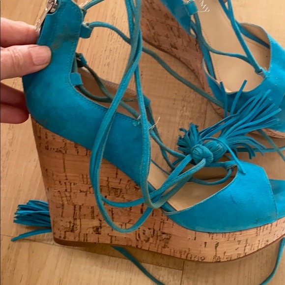 AS IS Ivanka trump suede ankle wrap wedges US 6 - Picture 2 of 7
